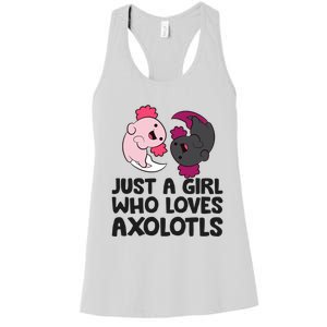 Just A Girl Who Loves Axolotls Pink And Dark Axolotl Women's Racerback Tank