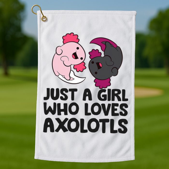 Just A Girl Who Loves Axolotls Pink And Dark Axolotl Golf Towel