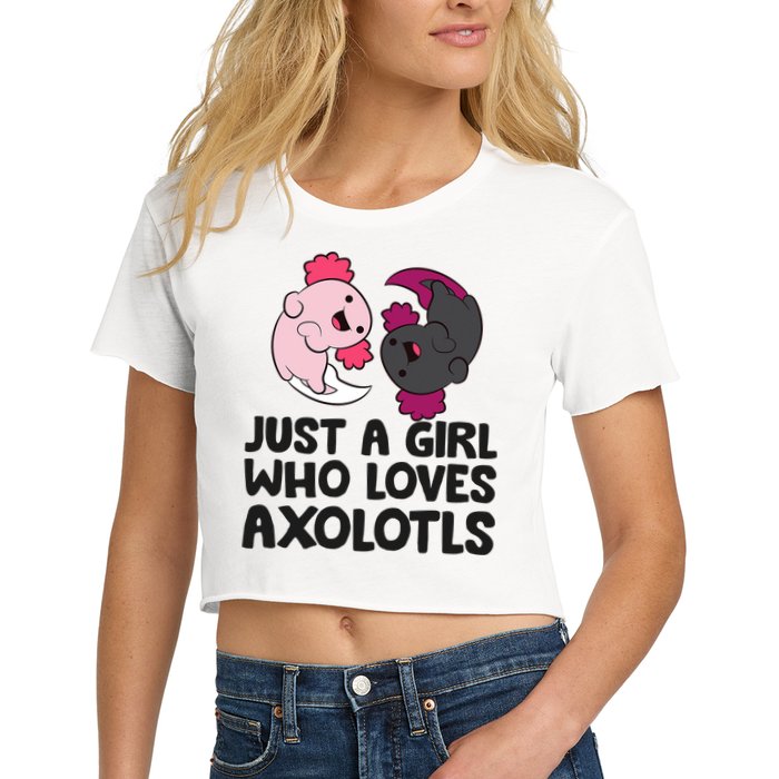 Just A Girl Who Loves Axolotls Pink And Dark Axolotl Women's Crop Top Tee