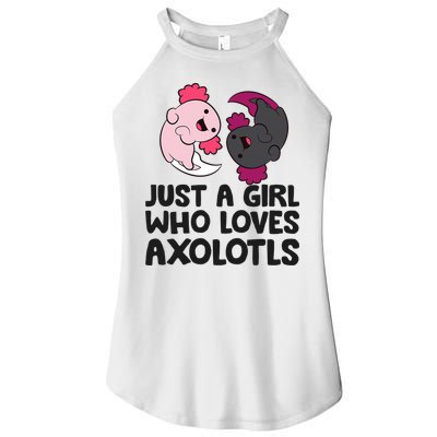 Just A Girl Who Loves Axolotls Pink And Dark Axolotl Women's Perfect Tri Rocker Tank