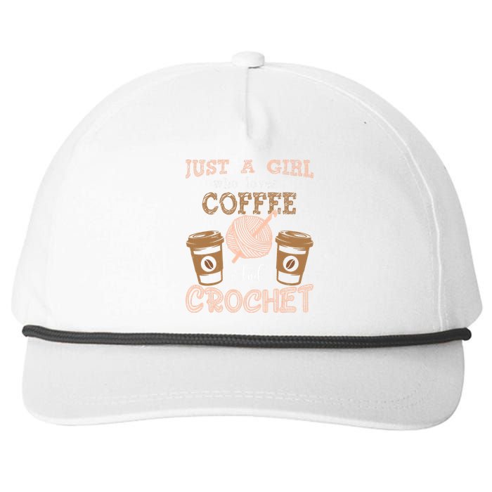 Just A Girl Who Loves Crochet And Coffee Crochet Knitting Snapback Five-Panel Rope Hat