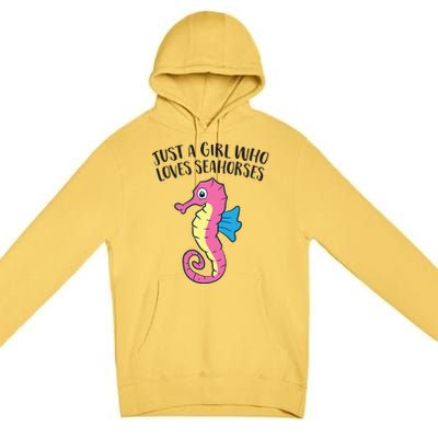 Just A Girl Who Loves Seahorses Funny Seahorse Lover Girl Gift Premium Pullover Hoodie