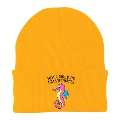 Just A Girl Who Loves Seahorses Funny Seahorse Lover Girl Gift Knit Cap Winter Beanie