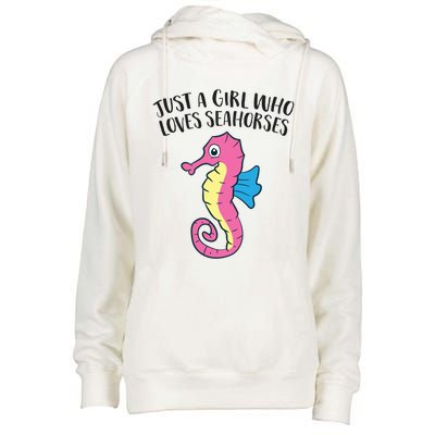 Just A Girl Who Loves Seahorses Funny Seahorse Lover Girl Gift Womens Funnel Neck Pullover Hood