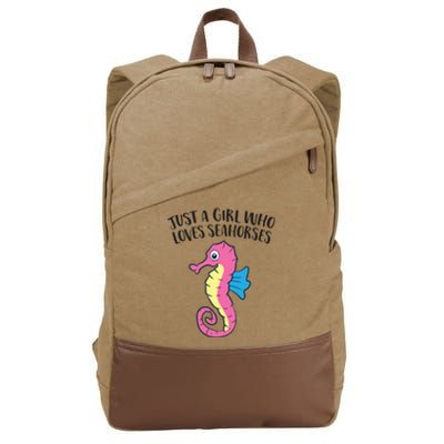 Just A Girl Who Loves Seahorses Funny Seahorse Lover Girl Gift Cotton Canvas Backpack