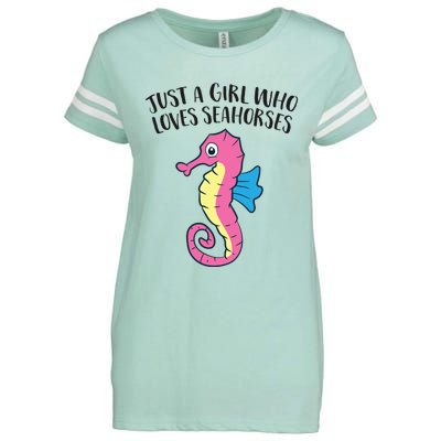 Just A Girl Who Loves Seahorses Funny Seahorse Lover Girl Gift Enza Ladies Jersey Football T-Shirt