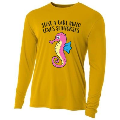 Just A Girl Who Loves Seahorses Funny Seahorse Lover Girl Gift Cooling Performance Long Sleeve Crew