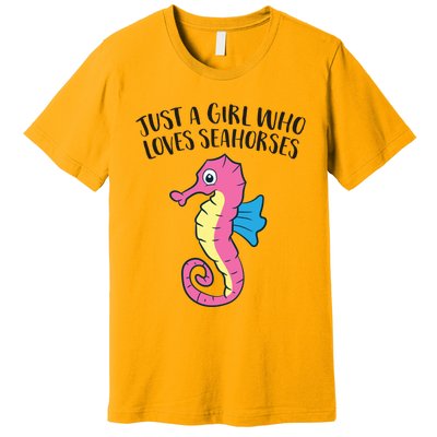 Just A Girl Who Loves Seahorses Funny Seahorse Lover Girl Gift Premium T-Shirt