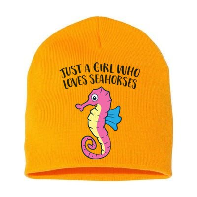 Just A Girl Who Loves Seahorses Funny Seahorse Lover Girl Gift Short Acrylic Beanie