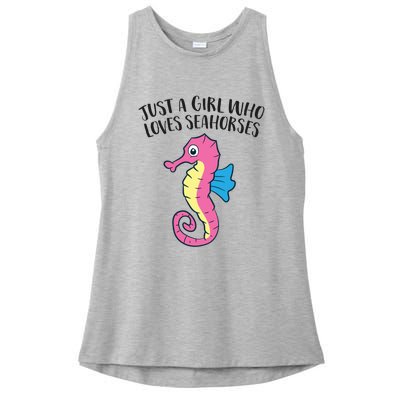 Just A Girl Who Loves Seahorses Funny Seahorse Lover Girl Gift Ladies PosiCharge Tri-Blend Wicking Tank