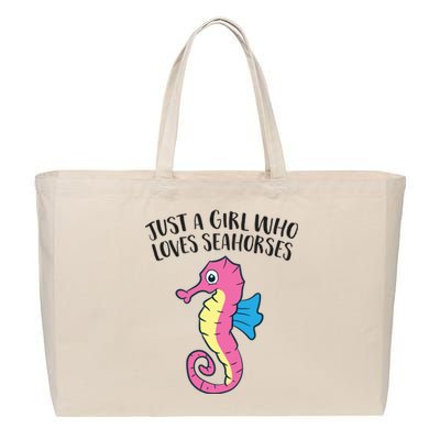 Just A Girl Who Loves Seahorses Funny Seahorse Lover Girl Gift Cotton Canvas Jumbo Tote