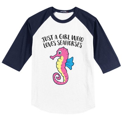 Just A Girl Who Loves Seahorses Funny Seahorse Lover Girl Gift Baseball Sleeve Shirt