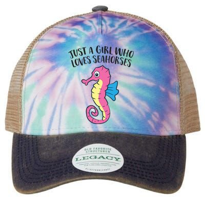 Just A Girl Who Loves Seahorses Funny Seahorse Lover Girl Gift Legacy Tie Dye Trucker Hat