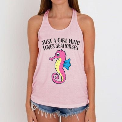 Just A Girl Who Loves Seahorses Funny Seahorse Lover Girl Gift Women's Knotted Racerback Tank