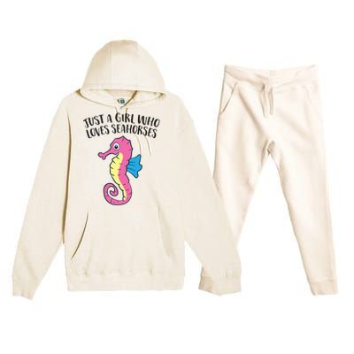 Just A Girl Who Loves Seahorses Funny Seahorse Lover Girl Gift Premium Hooded Sweatsuit Set