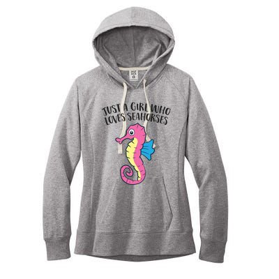 Just A Girl Who Loves Seahorses Funny Seahorse Lover Girl Gift Women's Fleece Hoodie