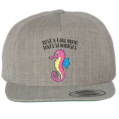 Just A Girl Who Loves Seahorses Funny Seahorse Lover Girl Gift Wool Snapback Cap