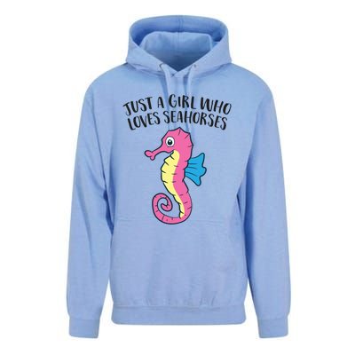 Just A Girl Who Loves Seahorses Funny Seahorse Lover Girl Gift Unisex Surf Hoodie