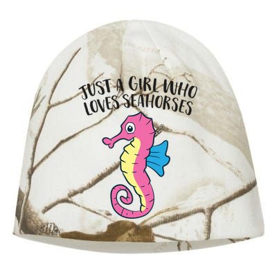 Just A Girl Who Loves Seahorses Funny Seahorse Lover Girl Gift Kati - Camo Knit Beanie