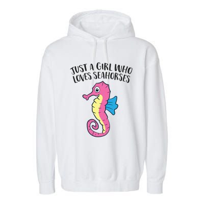 Just A Girl Who Loves Seahorses Funny Seahorse Lover Girl Gift Garment-Dyed Fleece Hoodie