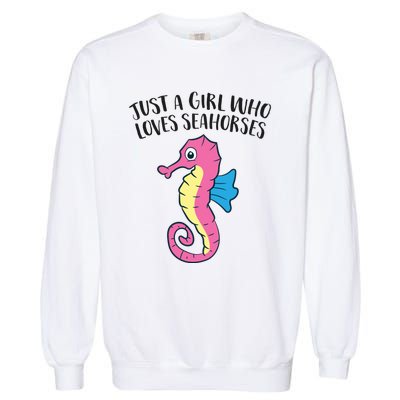 Just A Girl Who Loves Seahorses Funny Seahorse Lover Girl Gift Garment-Dyed Sweatshirt