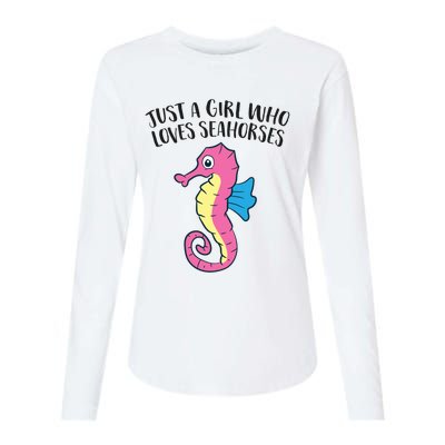 Just A Girl Who Loves Seahorses Funny Seahorse Lover Girl Gift Womens Cotton Relaxed Long Sleeve T-Shirt