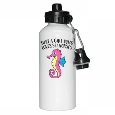 Just A Girl Who Loves Seahorses Funny Seahorse Lover Girl Gift Aluminum Water Bottle