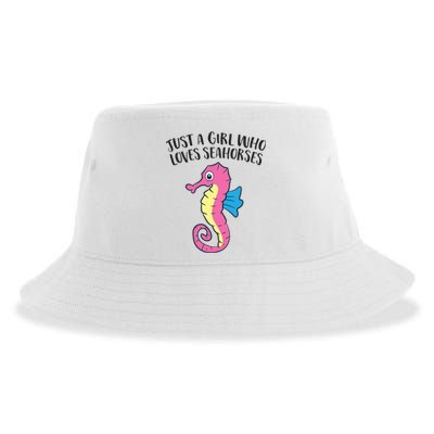 Just A Girl Who Loves Seahorses Funny Seahorse Lover Girl Gift Sustainable Bucket Hat