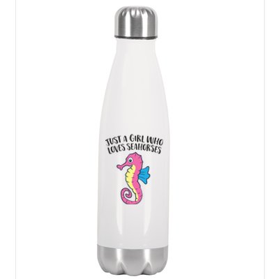 Just A Girl Who Loves Seahorses Funny Seahorse Lover Girl Gift Stainless Steel Insulated Water Bottle