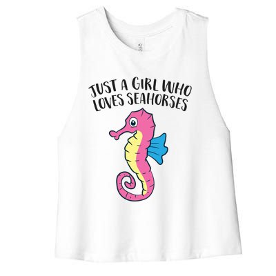 Just A Girl Who Loves Seahorses Funny Seahorse Lover Girl Gift Women's Racerback Cropped Tank