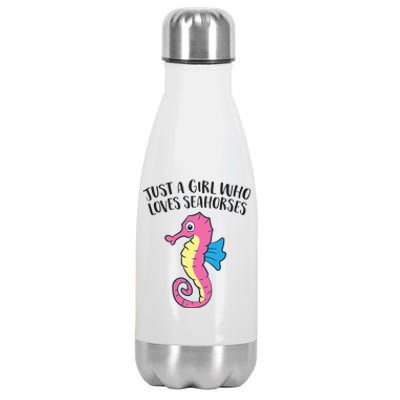 Just A Girl Who Loves Seahorses Funny Seahorse Lover Girl Gift Stainless Steel Insulated Water Bottle