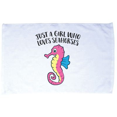 Just A Girl Who Loves Seahorses Funny Seahorse Lover Girl Gift Microfiber Hand Towel