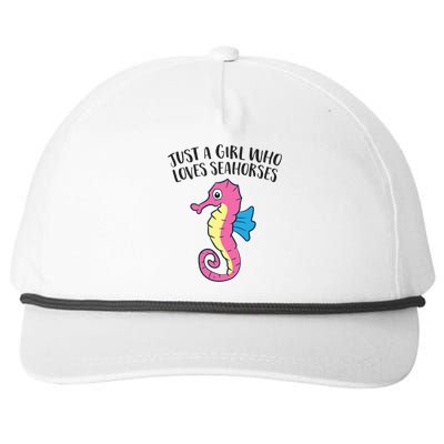 Just A Girl Who Loves Seahorses Funny Seahorse Lover Girl Gift Snapback Five-Panel Rope Hat