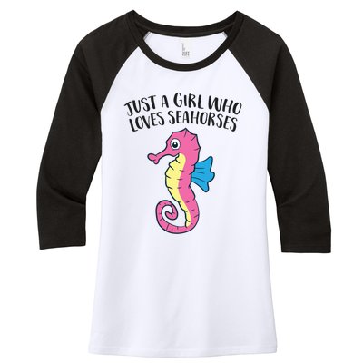 Just A Girl Who Loves Seahorses Funny Seahorse Lover Girl Gift Women's Tri-Blend 3/4-Sleeve Raglan Shirt