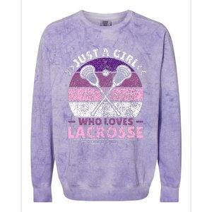 Just A Girl Who Loves Lacrosse Player Lax Lovers Lacrosse Colorblast Crewneck Sweatshirt