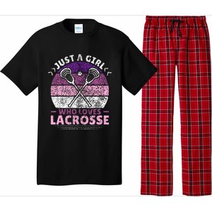 Just A Girl Who Loves Lacrosse Player Lax Lovers Lacrosse Pajama Set