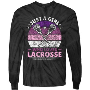 Just A Girl Who Loves Lacrosse Player Lax Lovers Lacrosse Tie-Dye Long Sleeve Shirt