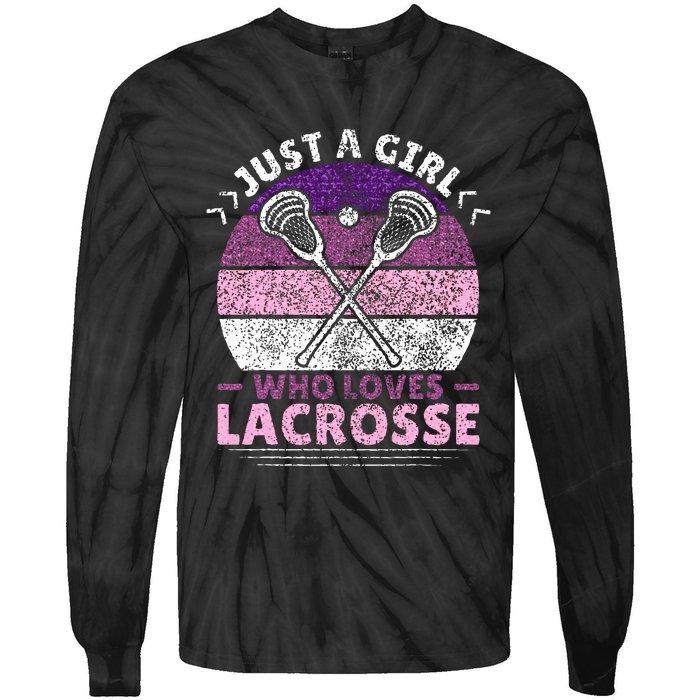 Just A Girl Who Loves Lacrosse Player Lax Lovers Lacrosse Tie-Dye Long Sleeve Shirt