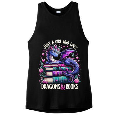 Just A Girl Who Loves Dragons And Books Dragon Reading Ladies PosiCharge Tri-Blend Wicking Tank