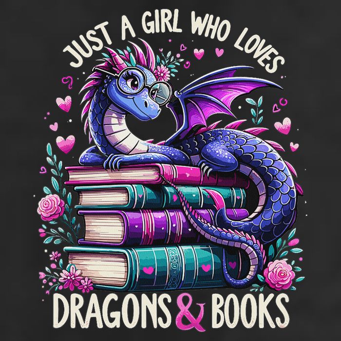 Just A Girl Who Loves Dragons And Books Dragon Reading 7 Panel Mesh Trucker Snapback Hat