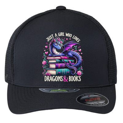 Just A Girl Who Loves Dragons And Books Dragon Reading Flexfit Unipanel Trucker Cap