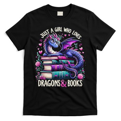Just A Girl Who Loves Dragons And Books Dragon Reading T-Shirt