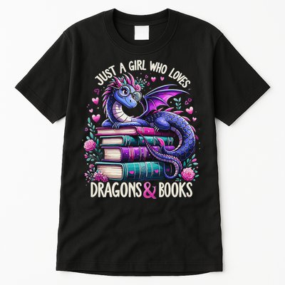 Just A Girl Who Loves Dragons And Books Dragon Reading Tall T-Shirt