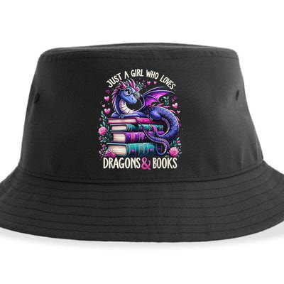 Just A Girl Who Loves Dragons And Books Dragon Reading Sustainable Bucket Hat