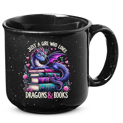 Just A Girl Who Loves Dragons And Books Dragon Reading 15oz Campfire Ceramic Mug