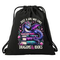 Just A Girl Who Loves Dragons And Books Dragon Reading Drawstring Bag