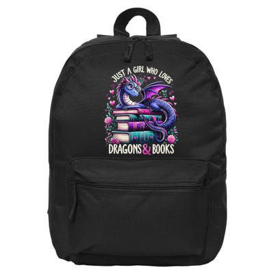 Just A Girl Who Loves Dragons And Books Dragon Reading 16 in Basic Backpack