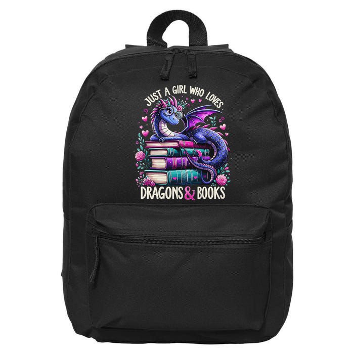 Just A Girl Who Loves Dragons And Books Dragon Reading 16 in Basic Backpack