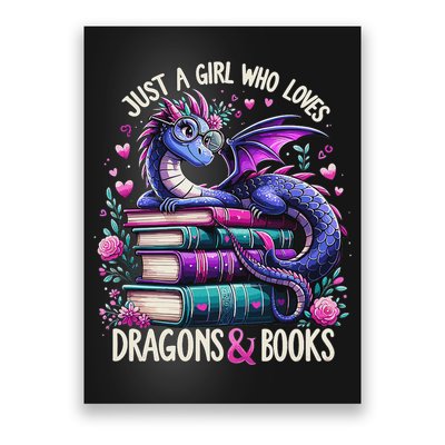 Just A Girl Who Loves Dragons And Books Dragon Reading Poster