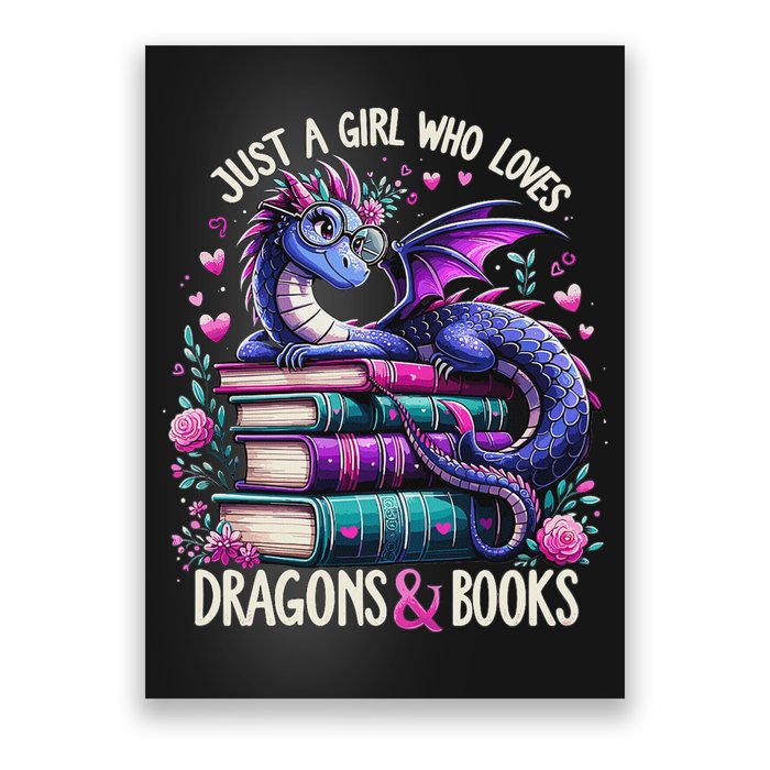 Just A Girl Who Loves Dragons And Books Dragon Reading Poster